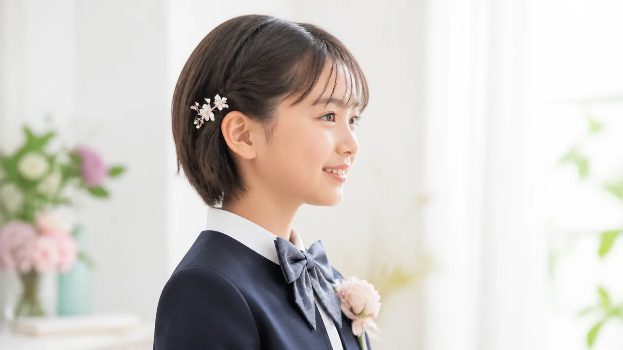小学校の卒業式に似合うショートの髪型｜女の子・母親別アレンジ