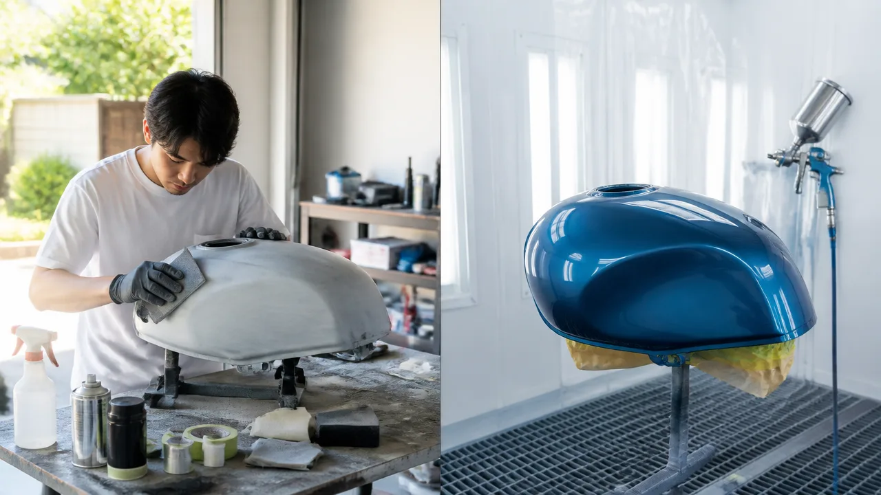 バイクのタンク塗装ガイド｜費用相場とDIYの手順・注意点